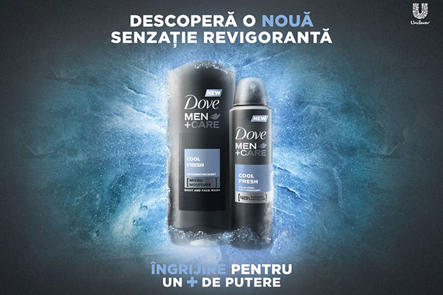 Pentru un + de putere, alege noua gama Dove Men+Care Cool Fresh