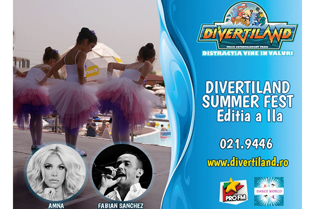Amna si Fabian Sanchez urca alaturi de copii pe scena Festivalului Divertiland Summer Fest