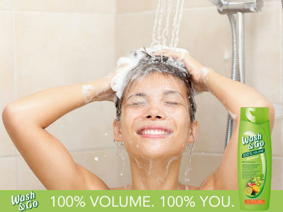100% VOLUM cu Wash&Go pe baza de extracte de fructe, pentru toate tipurile de par