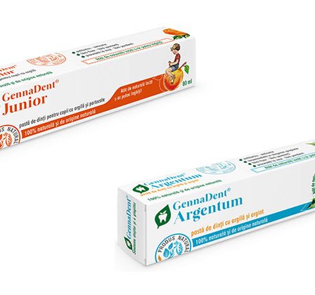 JUNIOR si ARGENTUM din gama GENNADENT de la VIVANATURA, doua paste de dinti 100% naturale