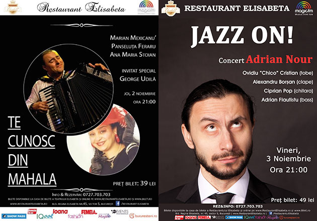 Spectacole Restaurantul Elisabeta 30 Octombrie - 5 Noiembrie 2017