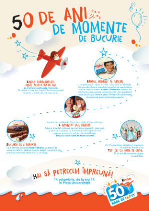 Pe 14 octombrie, Kinder sarbatoreste 50 de ani inconjurat de copiii de toate varstele