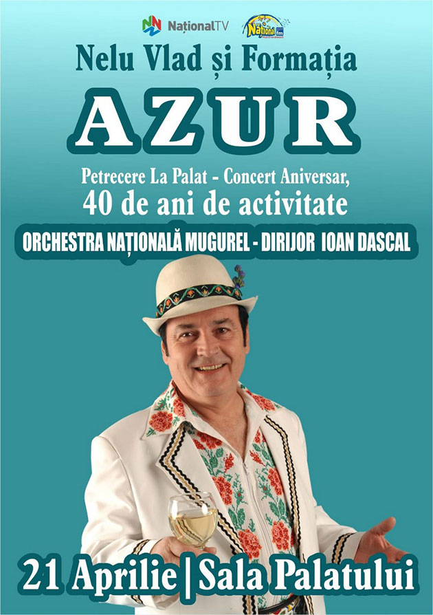 40 de ani de AZUR - Petrecere la Palat - Concert aniversar - singurul pe care trupa il va sustine!