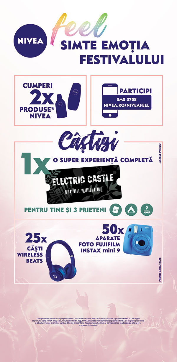 Simte emotia festivalului la Electric Castle! Castiga o experienta completa pentru tine si trei prieteni, oferita de NIVEA