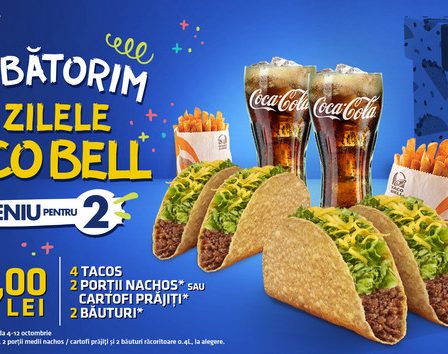 Zilele Taco Bell: brand-ul aniverseaza doi ani de la lansarea in Romania si isi invita fanii sa sarbatoreasca impreuna Taco Day