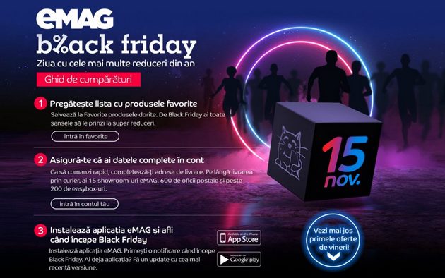 Black Friday la eMAG, dupa doua ore de la start: platile online la un nivel record, reprezentand 41% din totalul comenzilor
