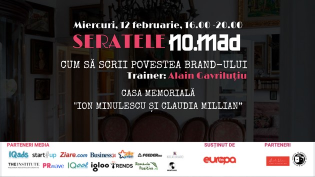 Prima serata NO.MAD a anului va avea loc pe 12 februarie, in Casa Memoriala "Ion Minulescu si Claudia Millian"