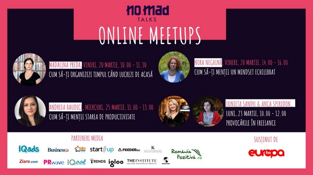 NO.MAD Talks lanseaza Online Meetups, intalniri online pentru a sprijini comunitatea de freelanceri