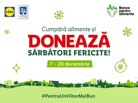 Lidl continua sa sprijine comunitatile vulnerabile, printr-o noua colecta de alimente, desfasurata in 80 de magazine inainte de Craciun, precum si prin sustinerea deschiderii a doua noi Banci regionale pentru Alimente in Timisoara si Constanta