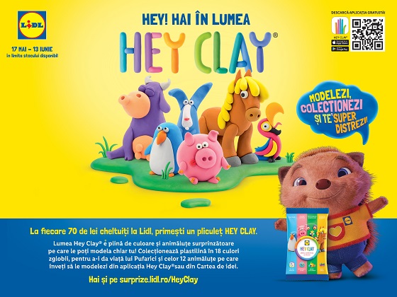 Lidl Romania deschide portile creativitatii celor mici si aduce universul Hey Clay in toate magazinele din tara