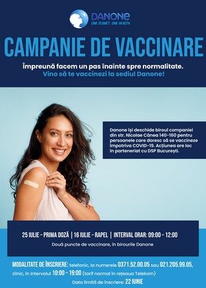 Danone continua sa sprijine comunitatea locala si deschide biroul companiei pentru o actiune de vaccinare