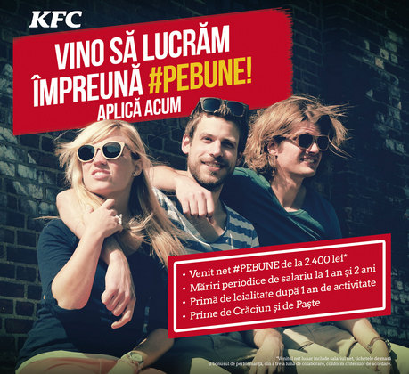 Oportunitati de angajare la KFC Romania: 400 de posturi disponibile in restaurantele din intreaga tara