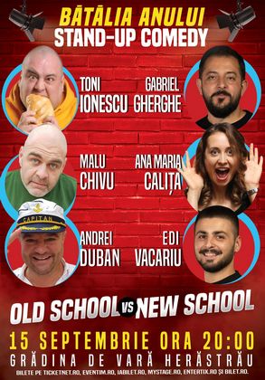 OLD SCHOOL vs NEW SCHOOL - Batalia anului in stand-up-ul romanesc, pe 15 septembrie, la Teatrul de Vara "Constantin Tanase" din Herastrau