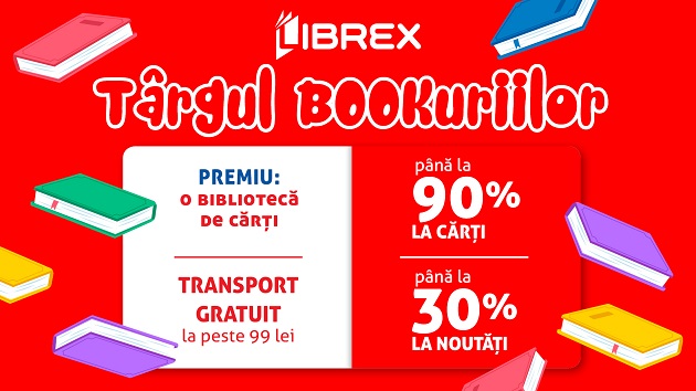 O biblioteca de carti cadou si reduceri de pana la 90% in Targul Bookuriilor, pe Librex.ro