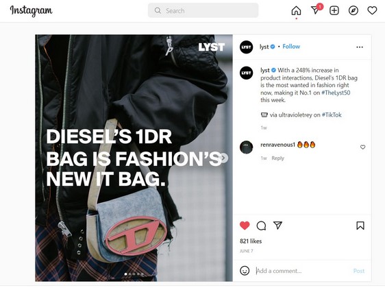 Diesel - geanta 1DR numarul 1 pe platforma LYST
