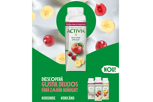 Activia a lansat o noua gama de iaurturi de baut, Fara Zahar Adaugat*