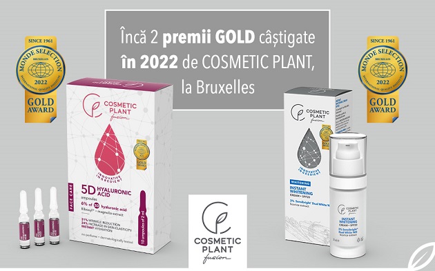 Cu inca 2 premii GOLD castigate in 2022, COSMETIC PLANT ajunge la 16 premii internationale pentru calitate