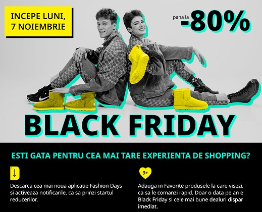 BLACK FRIDAY la Fashion Days incepe luni dimineata, 7 noiembrie