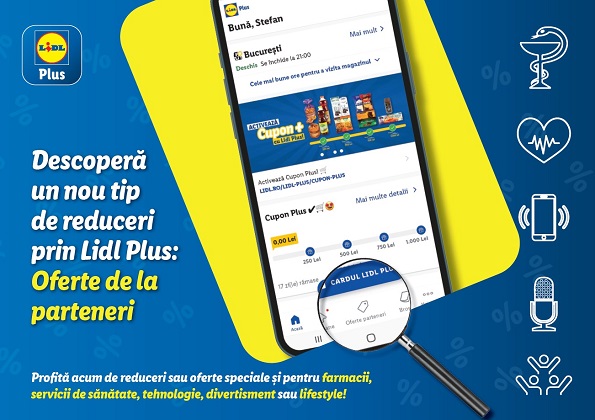 Lidl Romania ofera pachete personalizate si reduceri la produse si servicii de la parteneri externi in aplicatia Lidl Plus
