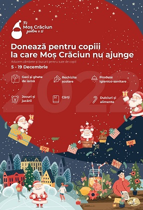 Campania umanitara "Fii Mos Craciun pentru o zi" ajunge anul acesta pe 23 decembrie la copiii din judetele Giurgiu, Calarasi si Teleorman