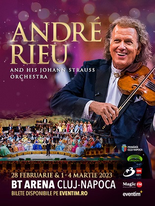 Cu 4 concerte care au devenit sold-out intr-un timp record, celebrul artist ANDRÉ RIEU sustine al cincilea concert pe 28 februarie 2023, la BT-Arena, Cluj-Napoca
