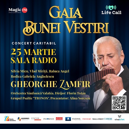 Maestrul Gheorghe Zamfir urca pe scena la Gala Bunei Vestiri, pentru o cauza caritabila. Alti artisti de renume concerteaza pe 25 martie, la Sala Radio