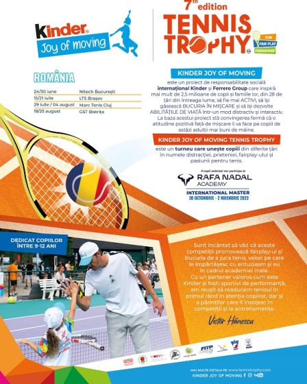 Turneul "Kinder Joy of Moving Tennis Trophy" revine in Romania