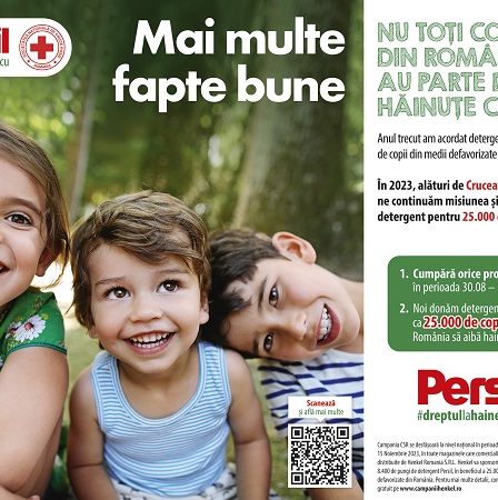 Campania "Mai multe fapte bune" ofera dreptul la haine curate pentru 25.000 de copii din Romania