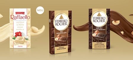 Noile tablete de ciocolata Raffaello si Ferrero Rocher desavarsesc experienta ciocolatei premium