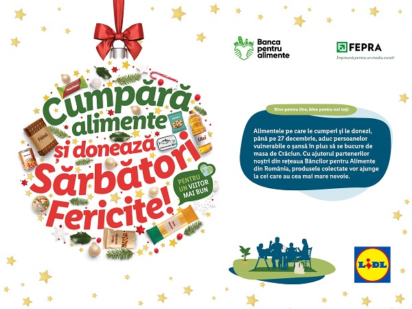 Campanie de solidaritate la nivel national: colecta de alimente organizata de Lidl Romania, pentru a sprijini comunitatile defavorizate, va avea loc pentru prima data in toate magazinele din tara