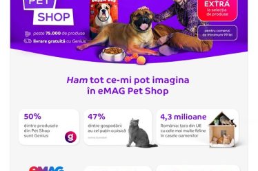 Cele peste 8 milioane de pisici si caini din casele romanilor au de astazi shopul lor, pe eMAG