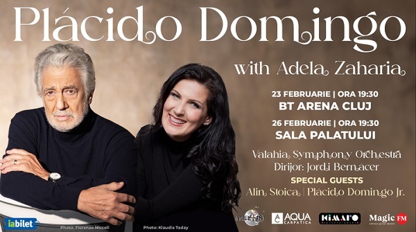 Invitati speciali in concertele extraordinare sustinute luna viitoare de legendarul Plácido Domingo si celebra soprana Adela Zaharia, la Bucuresti si la Cluj!