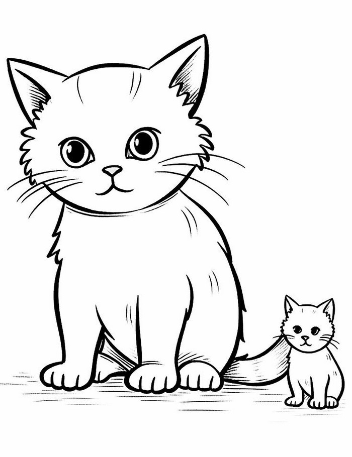 Pisici de Colorat - Planse si Fise pentru Copii