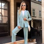 Costum deux pieces dama elegant doua piese cu pantaloni si sacou Amira Roz