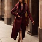 Palton dama elegant de iarna peste genunchi din stofa cu cordon Fiona Verde