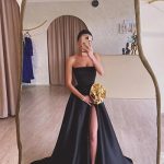 Rochie de seara lunga mulata sirena accesoriu floare Madlenne Neagra