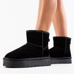 Cizme dama tip ugg scurte cu platforma din piele naturala Operah Camel
