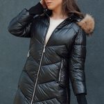 Geaca dama de iarna lunga pana la glezne cu cordon si gluga cu blana Dstreet GLAMWARM Neagra