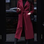 Palton dama elegant de iarna peste genunchi din stofa cu cordon Fiona Maro