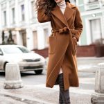 Palton dama elegant de iarna peste genunchi din stofa cu cordon Fiona Gri