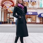 Palton dama elegant de iarna peste genunchi din stofa cu cordon Fiona Verde