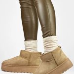 Cizme dama tip ugg cu talpa inalta scurte de iarna SEASTAR Bej