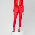 Costum dama cu pantaloni evazati elegant business cu nasturi Negru